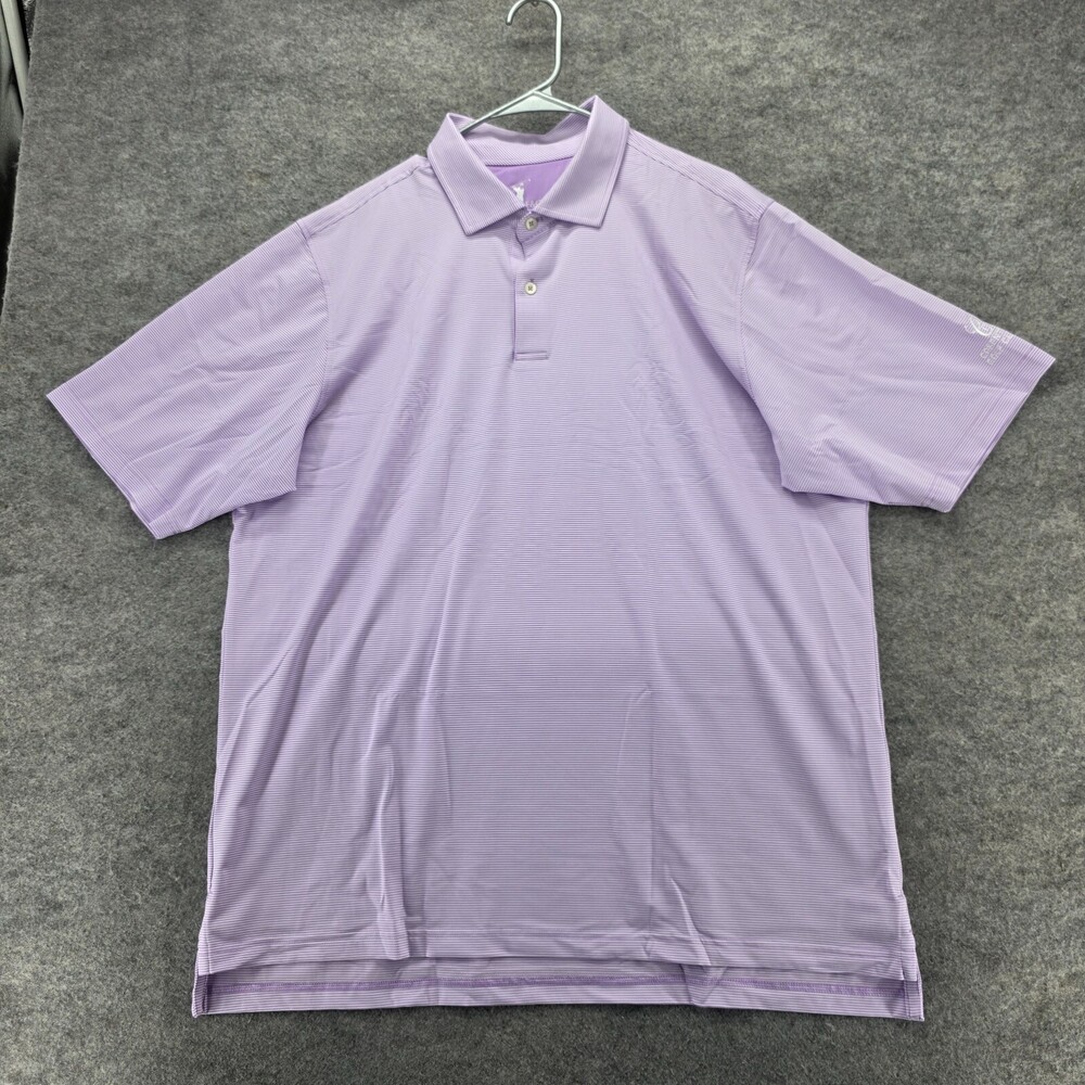 F&G Tech Golf Polo Shirt Mens XL Short Sleeve Purple Striped